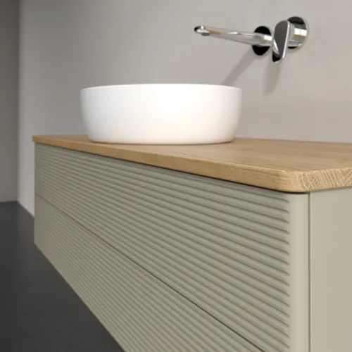 Bild von VILLEROY BOCH Antao Waschbeckenunterschrank, 2 Auszüge, 1200 x 360 x 500 mm, Front mit Struktur, Stone Grey Matt Lacquer / Honey Oak #K21111HK