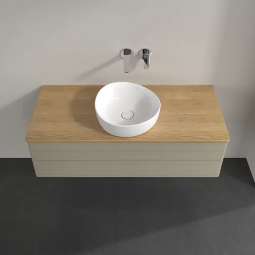 Bild von VILLEROY BOCH Antao Waschbeckenunterschrank, 2 Auszüge, 1200 x 360 x 500 mm, Front mit Struktur, Stone Grey Matt Lacquer / Honey Oak #K21111HK