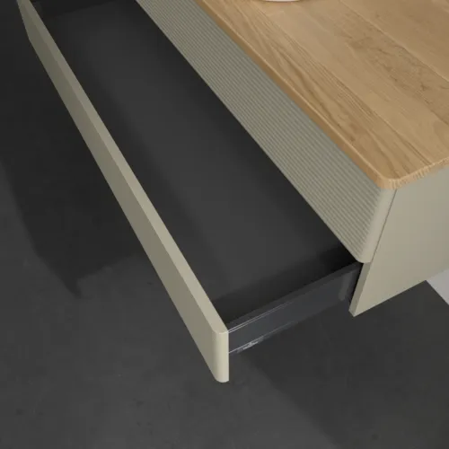 Bild von VILLEROY BOCH Antao Waschbeckenunterschrank, 2 Auszüge, 1200 x 360 x 500 mm, Front mit Struktur, Stone Grey Matt Lacquer / Honey Oak #K21111HK