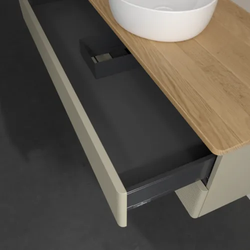 Bild von VILLEROY BOCH Antao Waschbeckenunterschrank, 2 Auszüge, 1200 x 360 x 500 mm, Front mit Struktur, Stone Grey Matt Lacquer / Honey Oak #K21111HK