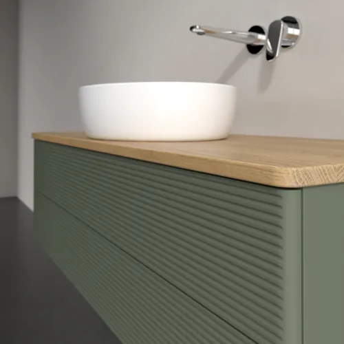 Bild von VILLEROY BOCH Antao Waschbeckenunterschrank, 2 Auszüge, 1200 x 360 x 500 mm, Front mit Struktur, Leaf Green Matt Lacquer / Honey Oak #K21111HL