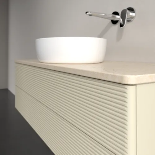 Bild von VILLEROY BOCH Antao Waschbeckenunterschrank, 2 Auszüge, 1200 x 360 x 500 mm, Front mit Struktur, Silk Grey Matt Lacquer / Botticino #K21113HJ
