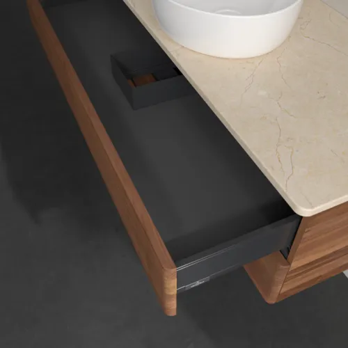 Bild von VILLEROY BOCH Antao Waschbeckenunterschrank, 2 Auszüge, 1200 x 360 x 500 mm, Front mit Struktur, Warm Walnut / Botticino #K21113HM