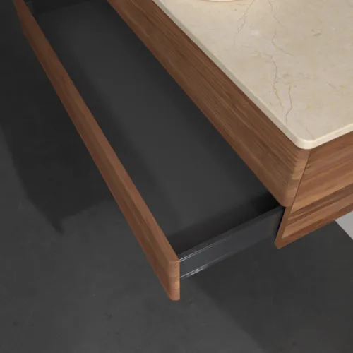 Bild von VILLEROY BOCH Antao Waschbeckenunterschrank, 2 Auszüge, 1200 x 360 x 500 mm, Front mit Struktur, Warm Walnut / Botticino #K21113HM