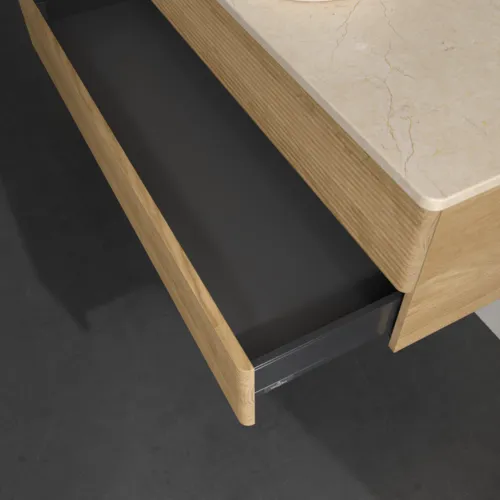 Bild von VILLEROY BOCH Antao Waschbeckenunterschrank, 2 Auszüge, 1200 x 360 x 500 mm, Front mit Struktur, Honey Oak / Botticino #K21113HN