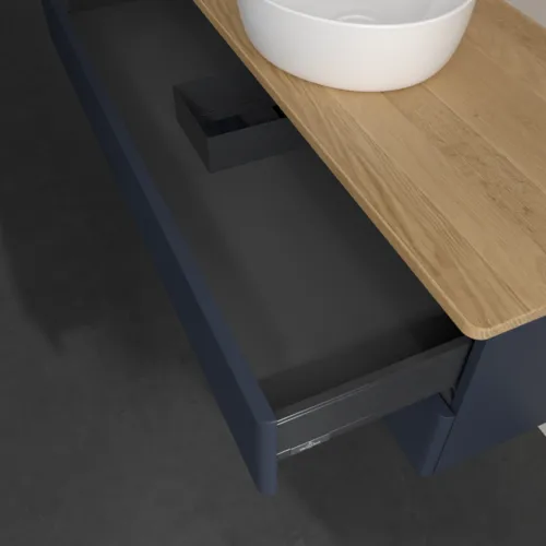 Bild von VILLEROY BOCH Antao Waschbeckenunterschrank, 2 Auszüge, 1200 x 360 x 500 mm, Front mit Struktur, Midnight Blue Matt Lacquer / Honey Oak #K21111HG
