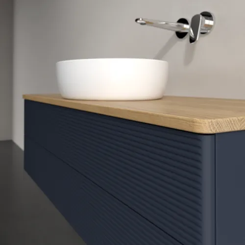 Bild von VILLEROY BOCH Antao Waschbeckenunterschrank, 2 Auszüge, 1200 x 360 x 500 mm, Front mit Struktur, Midnight Blue Matt Lacquer / Honey Oak #K21111HG