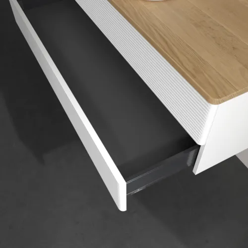 Bild von VILLEROY BOCH Antao Waschbeckenunterschrank, 2 Auszüge, 1200 x 360 x 500 mm, Front mit Struktur, White Matt Lacquer / Honey Oak #K21151MT