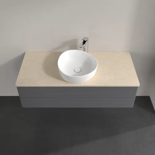 Bild von VILLEROY BOCH Antao Waschbeckenunterschrank, 2 Auszüge, 1200 x 360 x 500 mm, Front mit Struktur, Anthracite Matt Lacquer / Botticino #K21153GK
