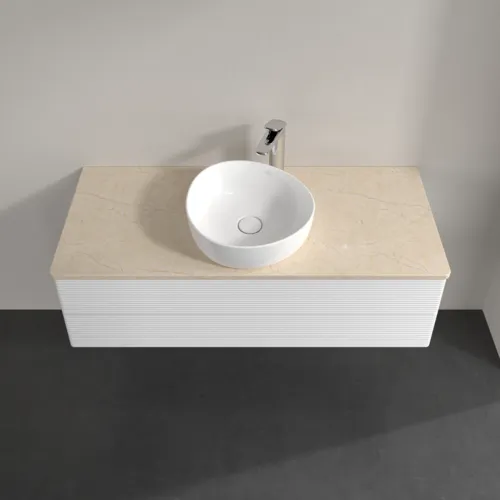 Bild von VILLEROY BOCH Antao Waschbeckenunterschrank, 2 Auszüge, 1200 x 360 x 500 mm, Front mit Struktur, Glossy White Lacquer / Botticino #K21153GF