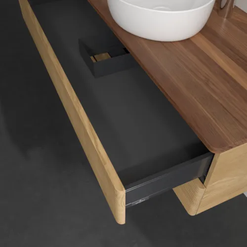 Bild von VILLEROY BOCH Antao Waschbeckenunterschrank, 2 Auszüge, 1200 x 360 x 500 mm, Front mit Struktur, Honey Oak / Warm Walnut #K21152HN