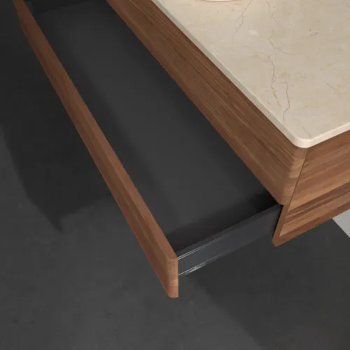 Bild von VILLEROY BOCH Antao Waschbeckenunterschrank, 2 Auszüge, 1200 x 360 x 500 mm, Front mit Struktur, Warm Walnut / Botticino #K21153HM