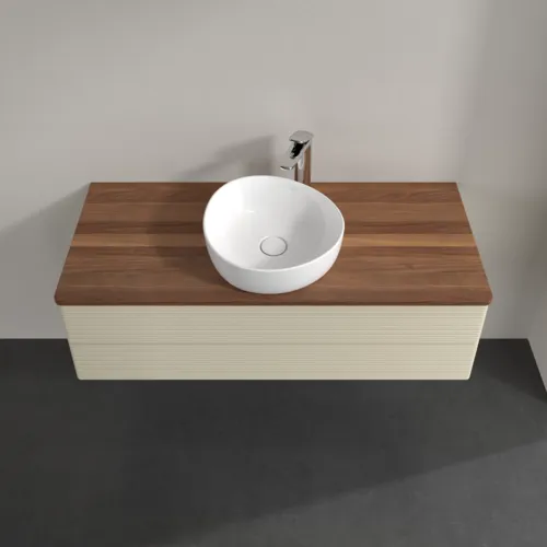 Bild von VILLEROY BOCH Antao Waschbeckenunterschrank, 2 Auszüge, 1200 x 360 x 500 mm, Front mit Struktur, Silk Grey Matt Lacquer / Warm Walnut #K21152HJ