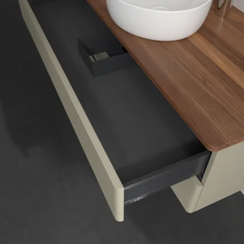 Bild von VILLEROY BOCH Antao Waschbeckenunterschrank, 2 Auszüge, 1200 x 360 x 500 mm, Front mit Struktur, Stone Grey Matt Lacquer / Warm Walnut #K21152HK