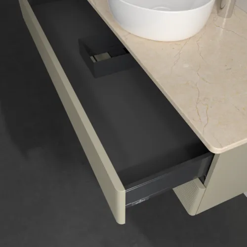Bild von VILLEROY BOCH Antao Waschbeckenunterschrank, 2 Auszüge, 1200 x 360 x 500 mm, Front mit Struktur, Stone Grey Matt Lacquer / Botticino #K21153HK