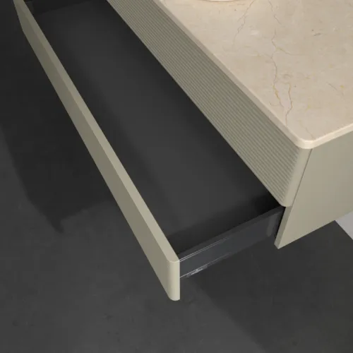 Bild von VILLEROY BOCH Antao Waschbeckenunterschrank, 2 Auszüge, 1200 x 360 x 500 mm, Front mit Struktur, Stone Grey Matt Lacquer / Botticino #K21153HK