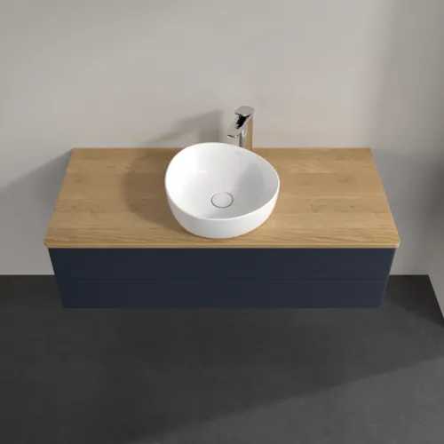 Bild von VILLEROY BOCH Antao Waschbeckenunterschrank, 2 Auszüge, 1200 x 360 x 500 mm, Front mit Struktur, Midnight Blue Matt Lacquer / Honey Oak #K21151HG