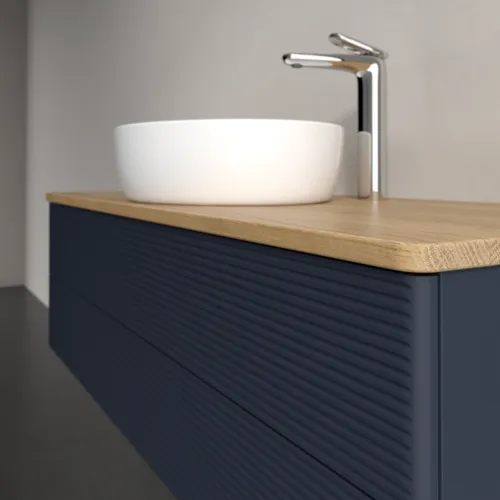 Bild von VILLEROY BOCH Antao Waschbeckenunterschrank, 2 Auszüge, 1200 x 360 x 500 mm, Front mit Struktur, Midnight Blue Matt Lacquer / Honey Oak #K21151HG