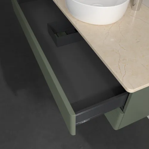 Bild von VILLEROY BOCH Antao Waschbeckenunterschrank, 2 Auszüge, 1200 x 360 x 500 mm, Front mit Struktur, Leaf Green Matt Lacquer / Botticino #K21153HL