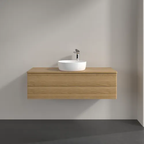 Bild von VILLEROY BOCH Antao Waschbeckenunterschrank, 2 Auszüge, 1200 x 360 x 500 mm, Front mit Struktur, Honey Oak / Honey Oak #K21151HN