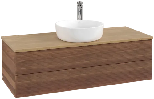 Bild von VILLEROY BOCH Antao Waschbeckenunterschrank, 2 Auszüge, 1200 x 360 x 500 mm, Front mit Struktur, Warm Walnut / Honey Oak #K21151HM