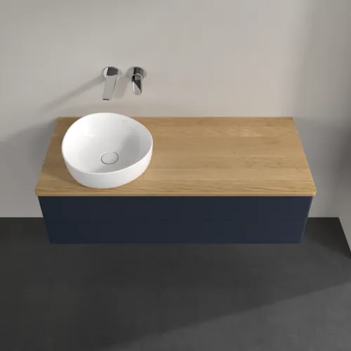 Bild von VILLEROY BOCH Antao Waschbeckenunterschrank, 2 Auszüge, 1200 x 360 x 500 mm, Front ohne Struktur, Midnight Blue Matt Lacquer / Honey Oak #K22011HG
