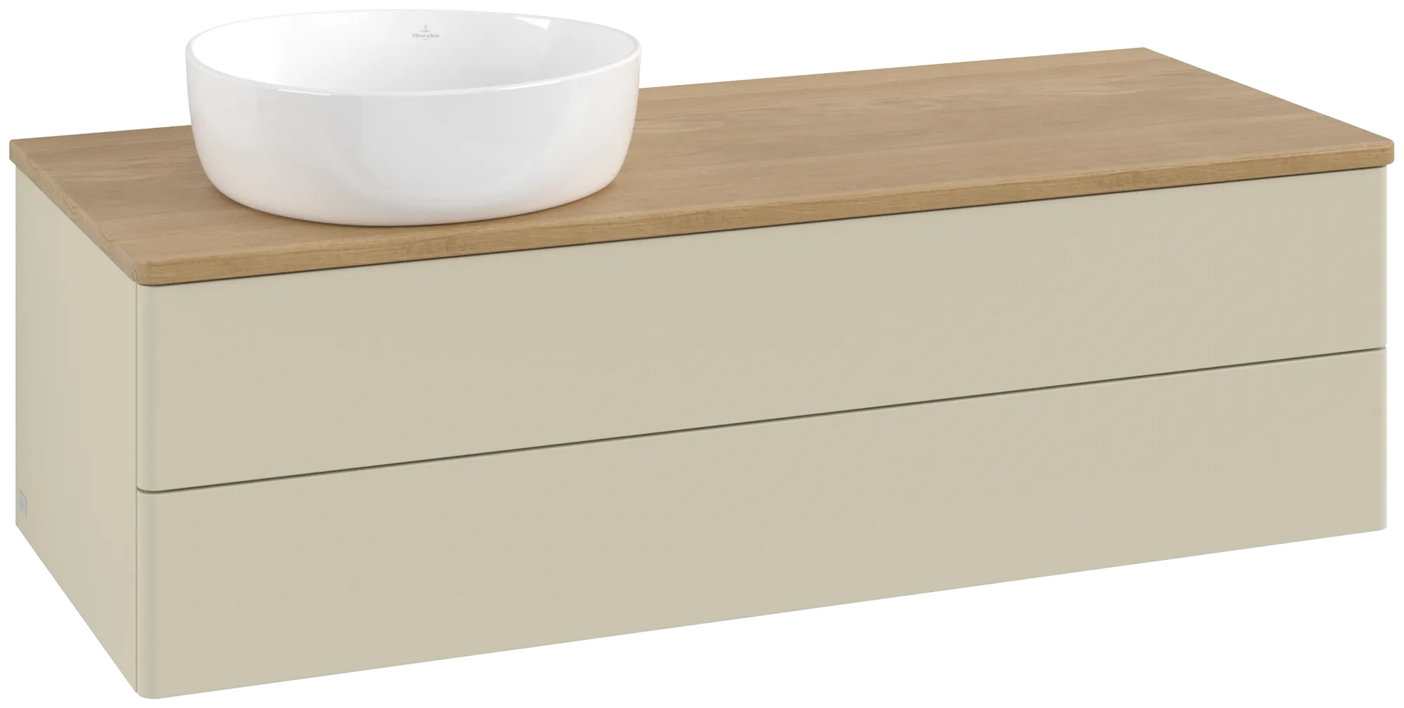 Bild von VILLEROY BOCH Antao Waschbeckenunterschrank, 2 Auszüge, 1200 x 360 x 500 mm, Front ohne Struktur, Silk Grey Matt Lacquer / Honey Oak #K22011HJ