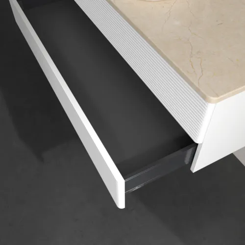 Bild von VILLEROY BOCH Antao Waschbeckenunterschrank, 2 Auszüge, 1200 x 360 x 500 mm, Front mit Struktur, White Matt Lacquer / Botticino #K21153MT