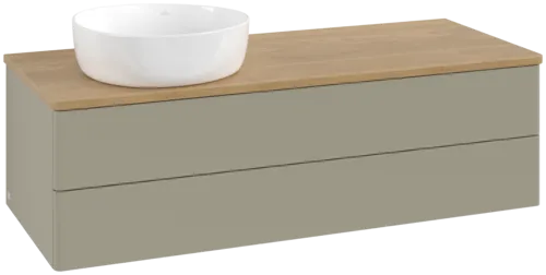 Bild von VILLEROY BOCH Antao Waschbeckenunterschrank, 2 Auszüge, 1200 x 360 x 500 mm, Front ohne Struktur, Stone Grey Matt Lacquer / Honey Oak #K22011HK