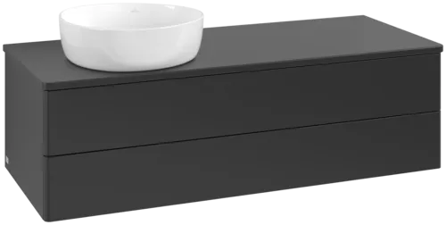 Bild von VILLEROY BOCH Antao Waschbeckenunterschrank, 2 Auszüge, 1200 x 360 x 500 mm, Front ohne Struktur, Black Matt Lacquer / Black Matt Lacquer #K22010PD