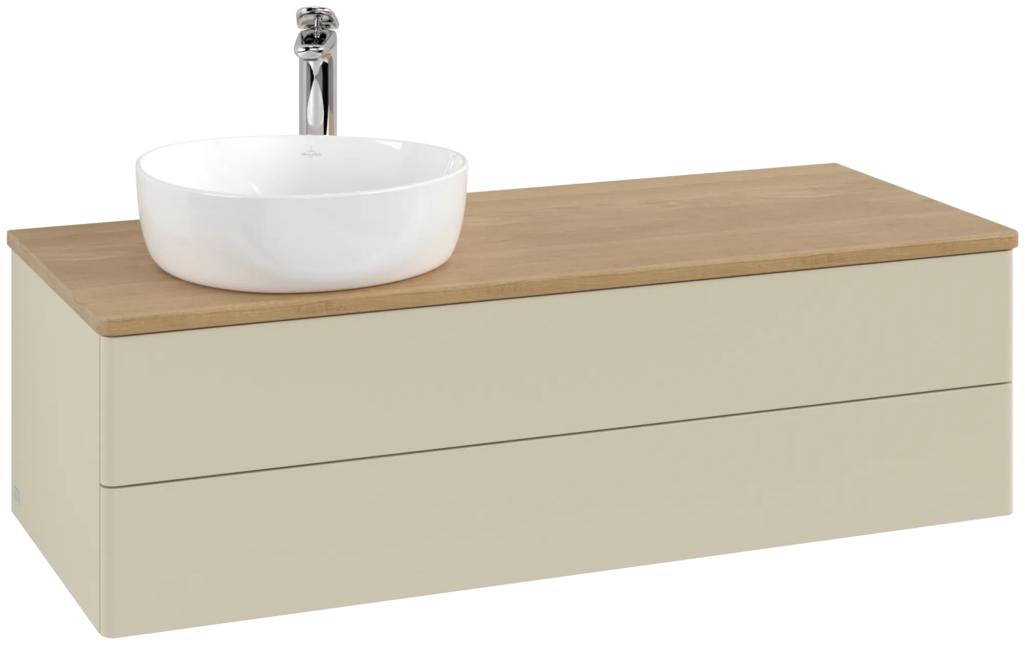 Bild von VILLEROY BOCH Antao Waschbeckenunterschrank, 2 Auszüge, 1200 x 360 x 500 mm, Front ohne Struktur, Silk Grey Matt Lacquer / Honey Oak #K22051HJ