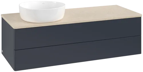 Bild von VILLEROY BOCH Antao Waschbeckenunterschrank, 2 Auszüge, 1200 x 360 x 500 mm, Front ohne Struktur, Midnight Blue Matt Lacquer / Botticino #K22013HG