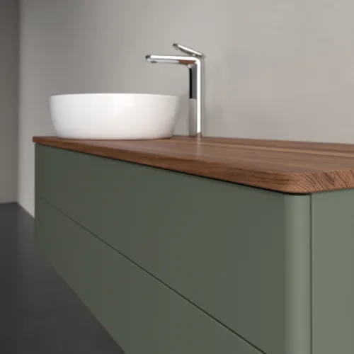 Bild von VILLEROY BOCH Antao Waschbeckenunterschrank, 2 Auszüge, 1200 x 360 x 500 mm, Front ohne Struktur, Leaf Green Matt Lacquer / Warm Walnut #K22052HL