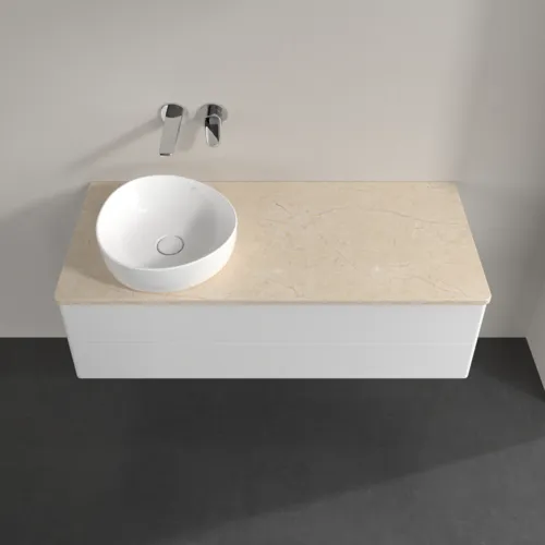 Bild von VILLEROY BOCH Antao Waschbeckenunterschrank, 2 Auszüge, 1200 x 360 x 500 mm, Front ohne Struktur, Glossy White Lacquer / Botticino #K22013GF