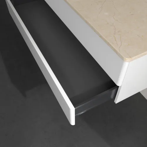 Bild von VILLEROY BOCH Antao Waschbeckenunterschrank, 2 Auszüge, 1200 x 360 x 500 mm, Front ohne Struktur, Glossy White Lacquer / Botticino #K22013GF