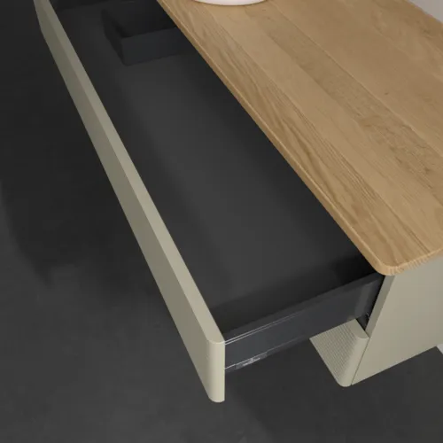 Bild von VILLEROY BOCH Antao Waschbeckenunterschrank, 2 Auszüge, 1200 x 360 x 500 mm, Front mit Struktur, Stone Grey Matt Lacquer / Honey Oak #K22111HK