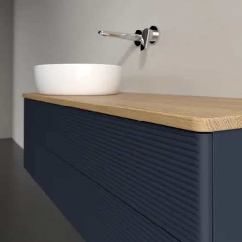 Bild von VILLEROY BOCH Antao Waschbeckenunterschrank, 2 Auszüge, 1200 x 360 x 500 mm, Front mit Struktur, Midnight Blue Matt Lacquer / Honey Oak #K22111HG