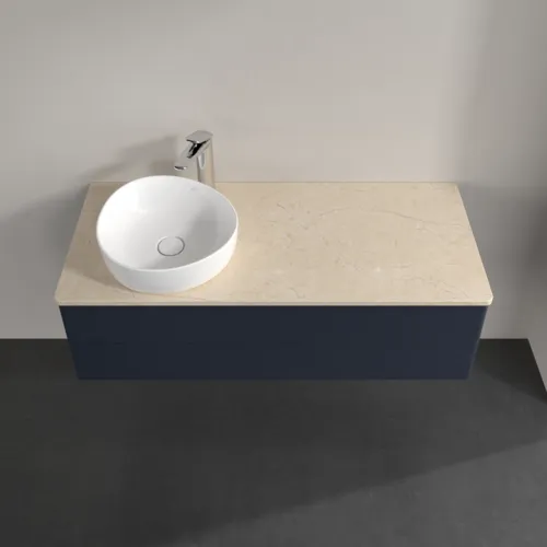 Bild von VILLEROY BOCH Antao Waschbeckenunterschrank, 2 Auszüge, 1200 x 360 x 500 mm, Front ohne Struktur, Midnight Blue Matt Lacquer / Botticino #K22053HG