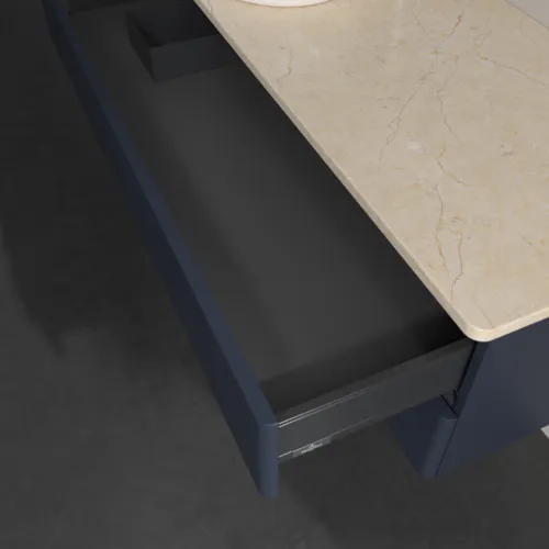 Bild von VILLEROY BOCH Antao Waschbeckenunterschrank, 2 Auszüge, 1200 x 360 x 500 mm, Front ohne Struktur, Midnight Blue Matt Lacquer / Botticino #K22053HG