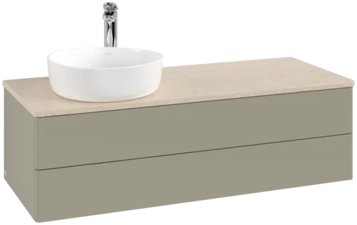 Bild von VILLEROY BOCH Antao Waschbeckenunterschrank, 2 Auszüge, 1200 x 360 x 500 mm, Front ohne Struktur, Stone Grey Matt Lacquer / Botticino #K22053HK