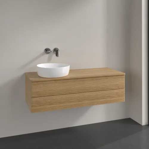 Bild von VILLEROY BOCH Antao Waschbeckenunterschrank, 2 Auszüge, 1200 x 360 x 500 mm, Front mit Struktur, Honey Oak / Honey Oak #K22111HN