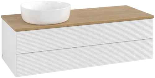 Bild von VILLEROY BOCH Antao Waschbeckenunterschrank, 2 Auszüge, 1200 x 360 x 500 mm, Front mit Struktur, Glossy White Lacquer / Honey Oak #K22111GF
