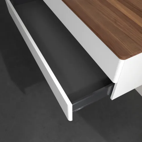 Bild von VILLEROY BOCH Antao Waschbeckenunterschrank, 2 Auszüge, 1200 x 360 x 500 mm, Front ohne Struktur, White Matt Lacquer / Warm Walnut #K22052MT