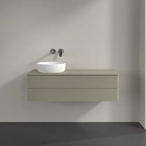 Bild von VILLEROY BOCH Antao Waschbeckenunterschrank, 2 Auszüge, 1200 x 360 x 500 mm, Front mit Struktur, Stone Grey Matt Lacquer / Stone Grey Matt Lacquer #K22110HK