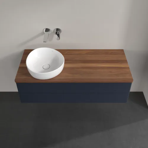 Bild von VILLEROY BOCH Antao Waschbeckenunterschrank, 2 Auszüge, 1200 x 360 x 500 mm, Front mit Struktur, Midnight Blue Matt Lacquer / Warm Walnut #K22112HG