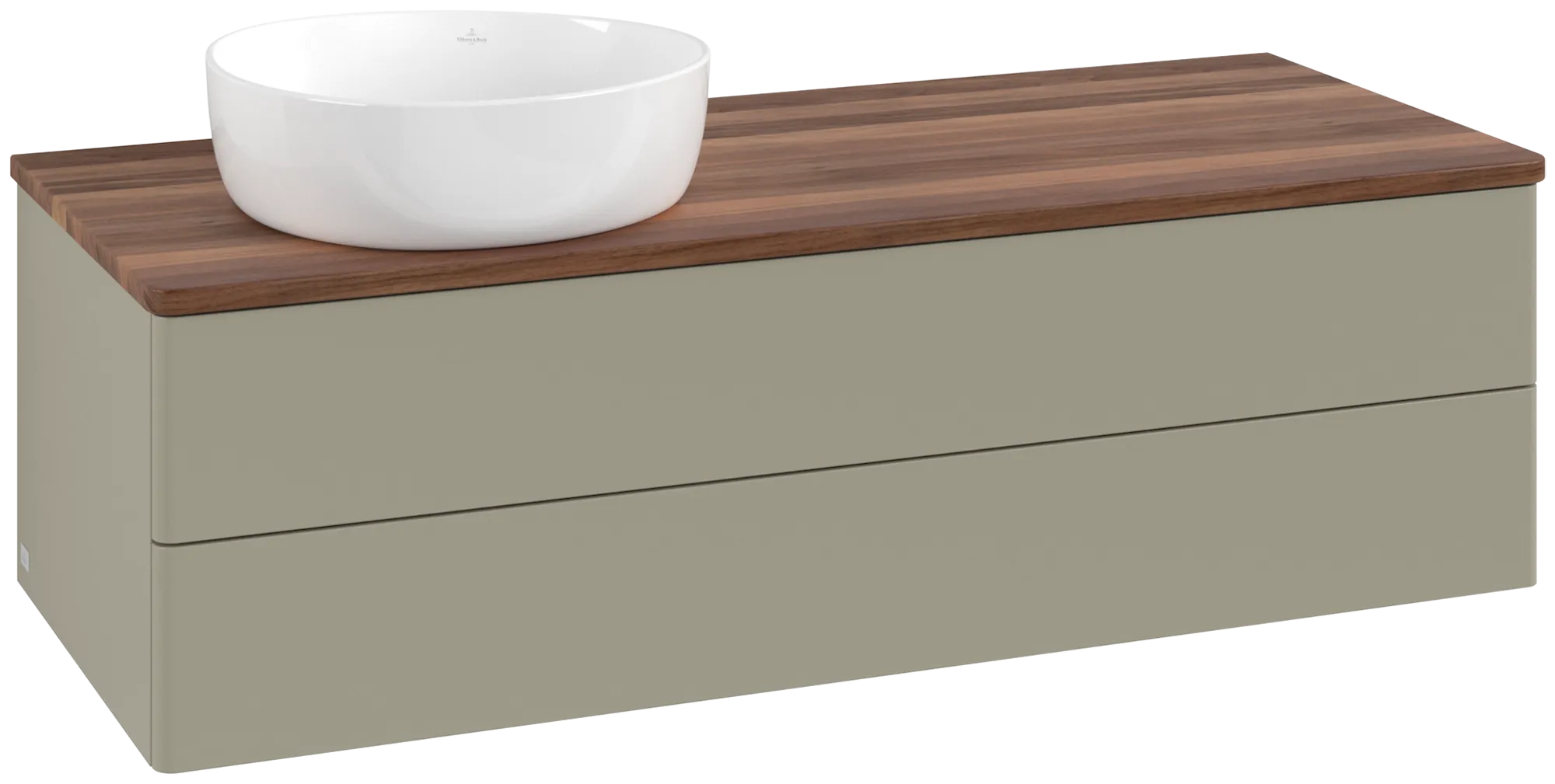 Bild von VILLEROY BOCH Antao Waschbeckenunterschrank, 2 Auszüge, 1200 x 360 x 500 mm, Front ohne Struktur, Stone Grey Matt Lacquer / Warm Walnut #K22012HK