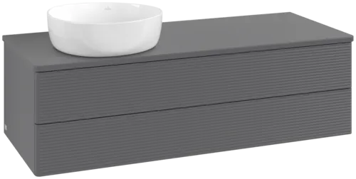 Bild von VILLEROY BOCH Antao Waschbeckenunterschrank, 2 Auszüge, 1200 x 360 x 500 mm, Front mit Struktur, Anthracite Matt Lacquer / Anthracite Matt Lacquer #K22110GK