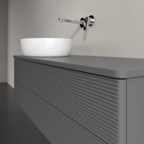 Bild von VILLEROY BOCH Antao Waschbeckenunterschrank, 2 Auszüge, 1200 x 360 x 500 mm, Front mit Struktur, Anthracite Matt Lacquer / Anthracite Matt Lacquer #K22110GK