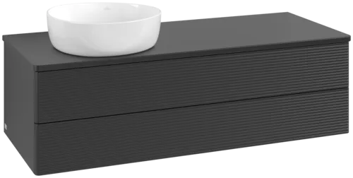 Bild von VILLEROY BOCH Antao Waschbeckenunterschrank, 2 Auszüge, 1200 x 360 x 500 mm, Front mit Struktur, Black Matt Lacquer / Black Matt Lacquer #K22110PD