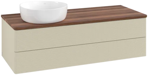 Bild von VILLEROY BOCH Antao Waschbeckenunterschrank, 2 Auszüge, 1200 x 360 x 500 mm, Front mit Struktur, Silk Grey Matt Lacquer / Warm Walnut #K22112HJ